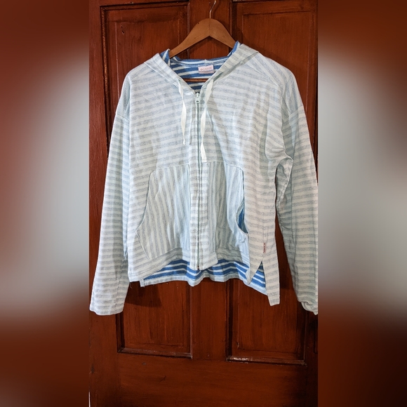 Columbia Tops - COLUMBIA Blue Stripe Zip up Hoodie